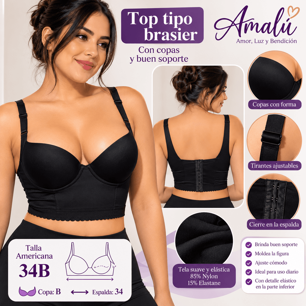 Top tipo brasier americano 34B