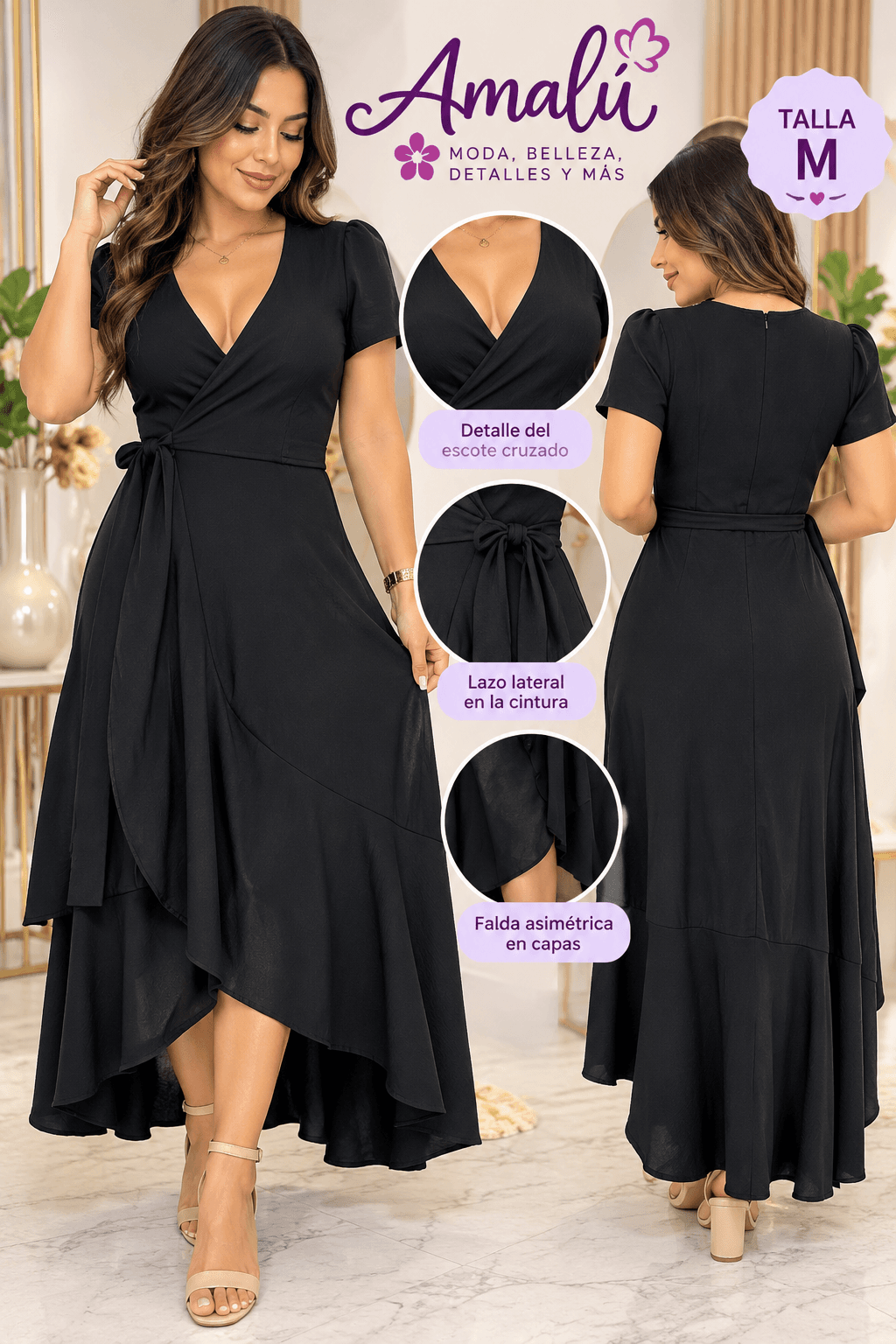 Vestido negro elegante talla M