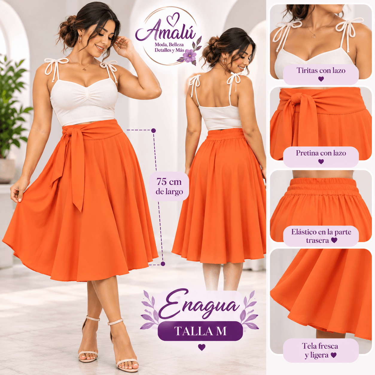 Enagua americana naranja talla M