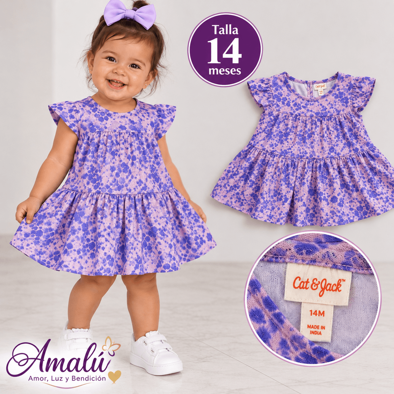 Vestido americano para bebé Cat & Jack talla 14 meses