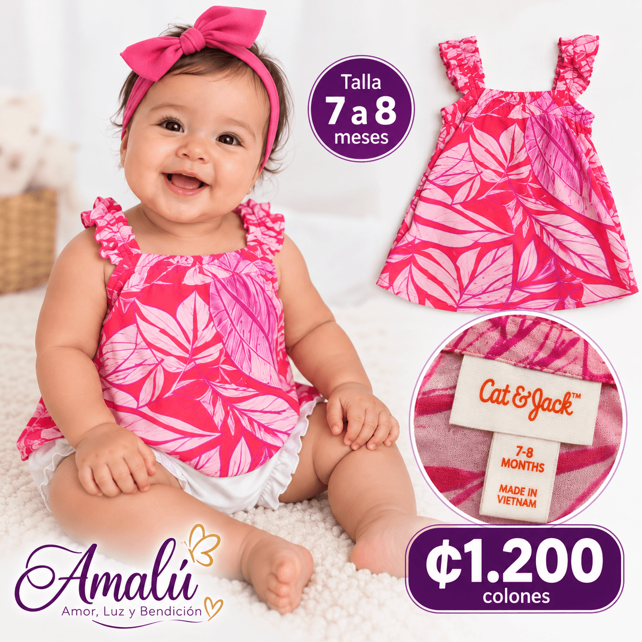 Blusa americana para bebé Cat & Jack talla 7-8 meses