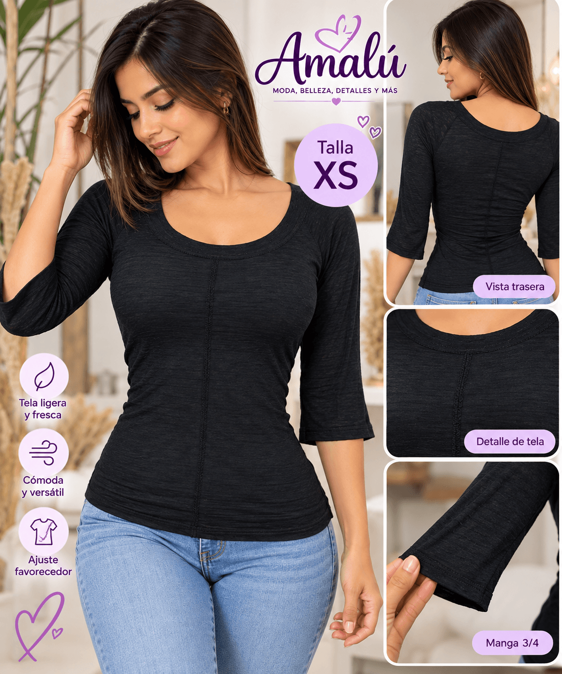Blusa americana negra talla XS