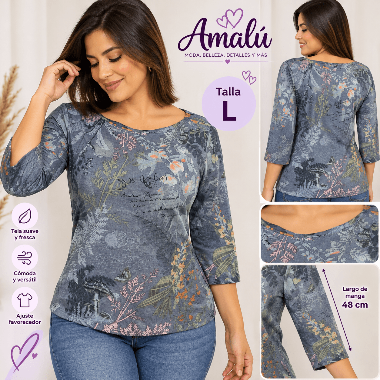 Blusa americana estampada talla L
