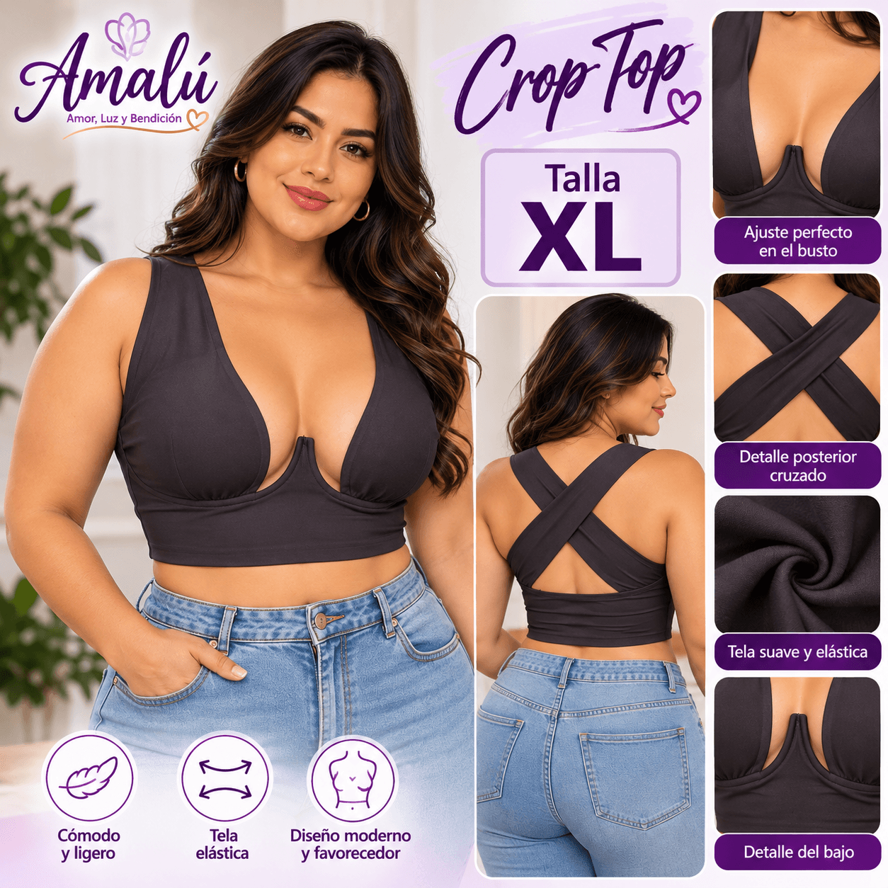 Crop top americano de mujer talla XL
