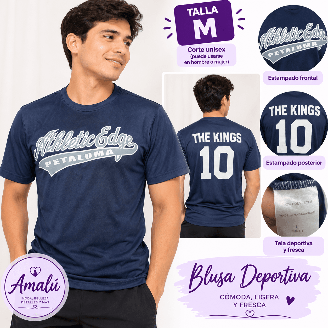 Camiseta deportiva americana azul talla M