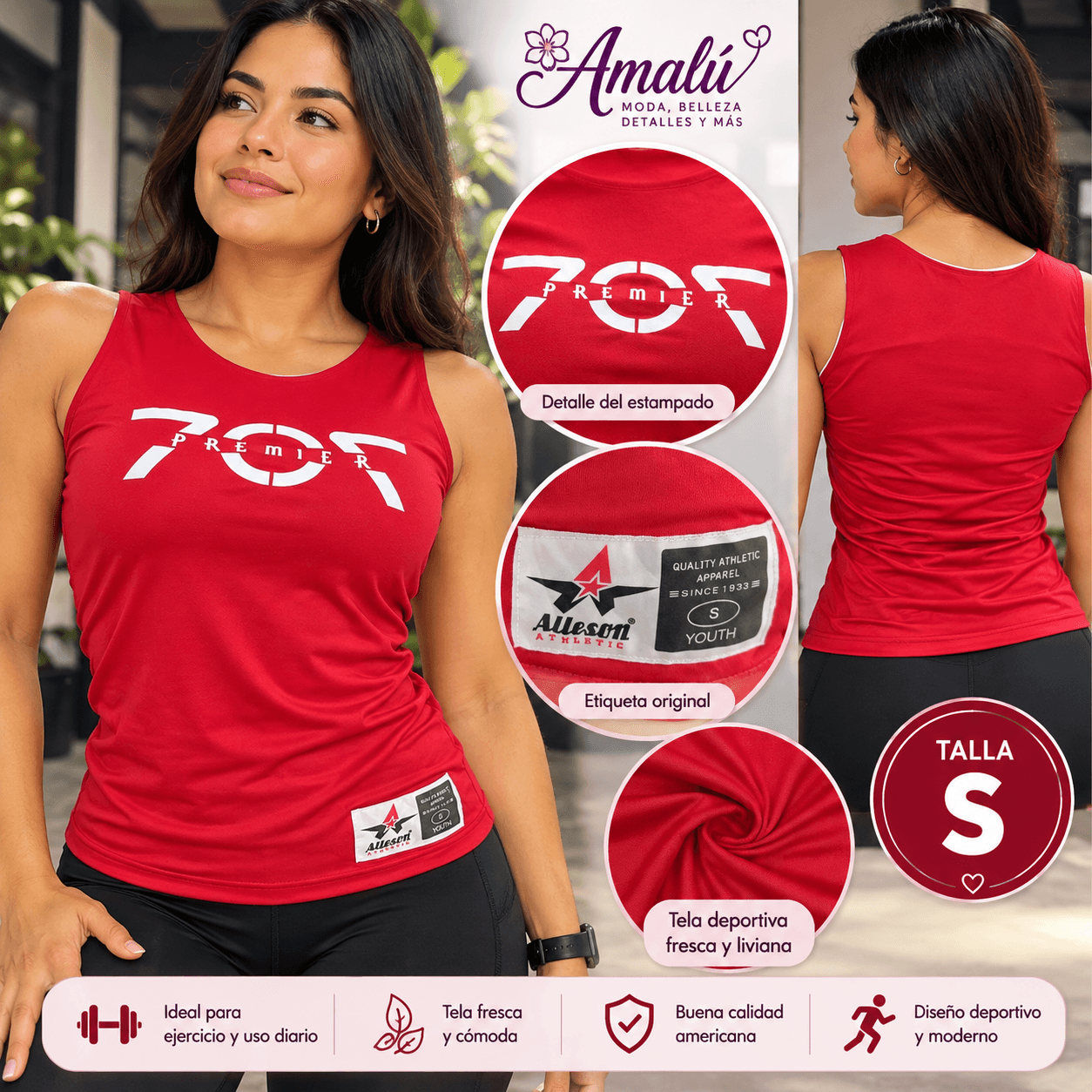 Blusa deportiva roja Alleson talla S