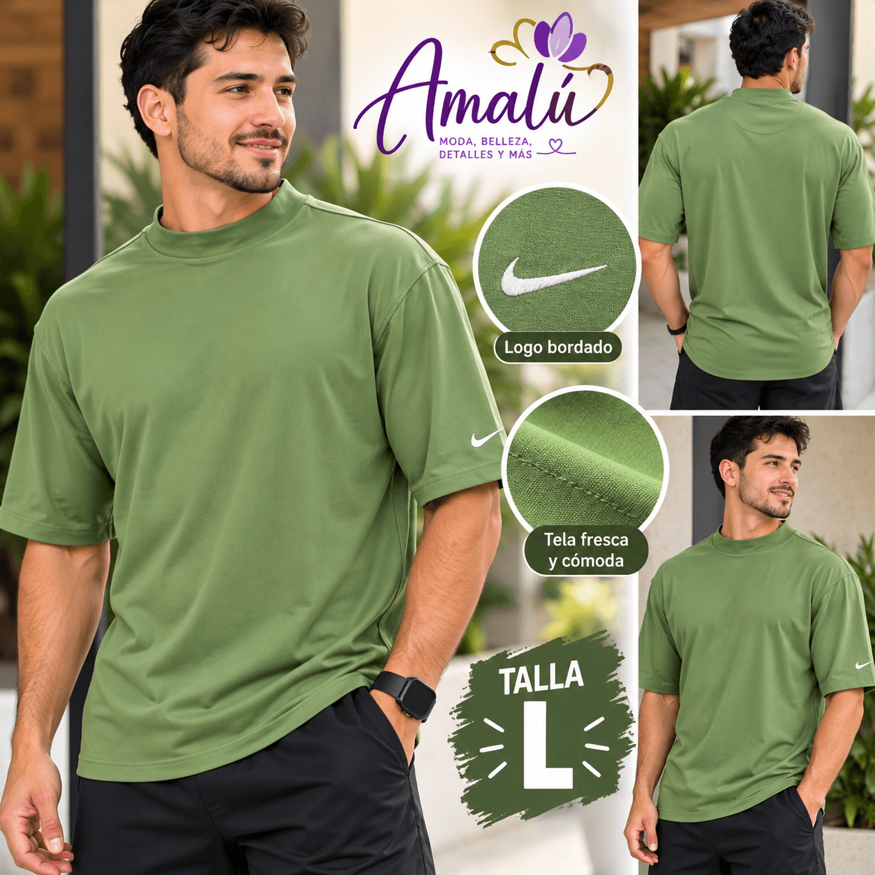 Camiseta deportiva Nike verde talla L