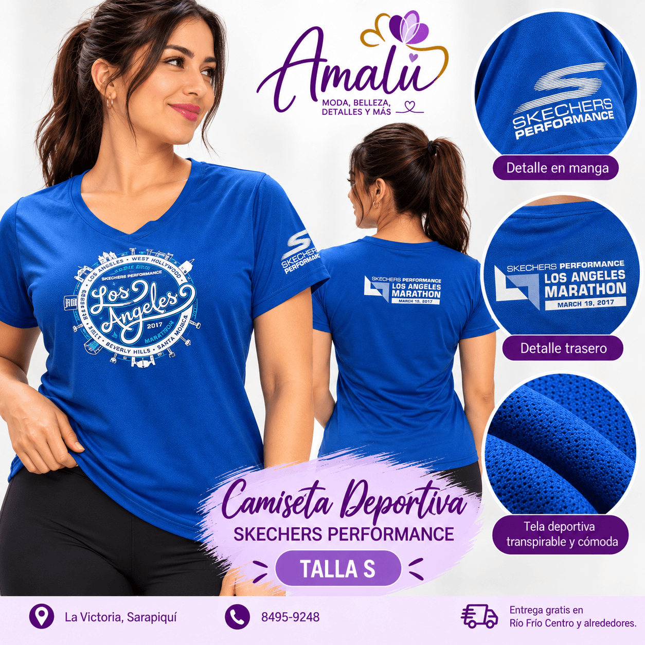 Camiseta deportiva Skechers Performance azul talla S