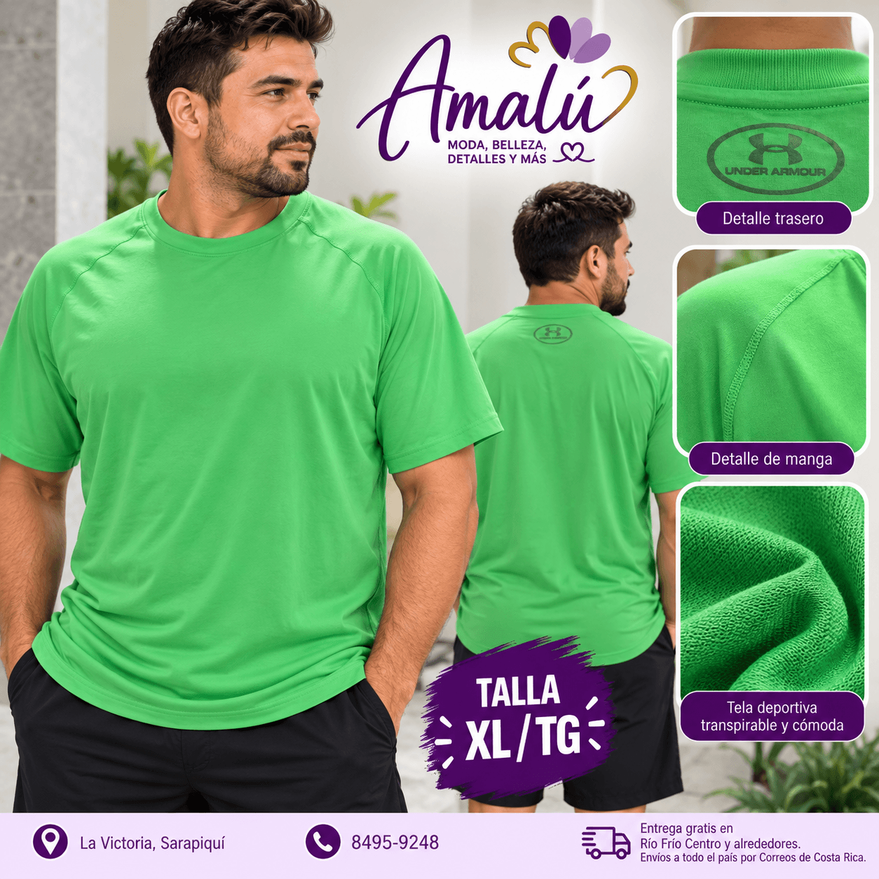 Camiseta deportiva Under Armour verde talla XL/TG