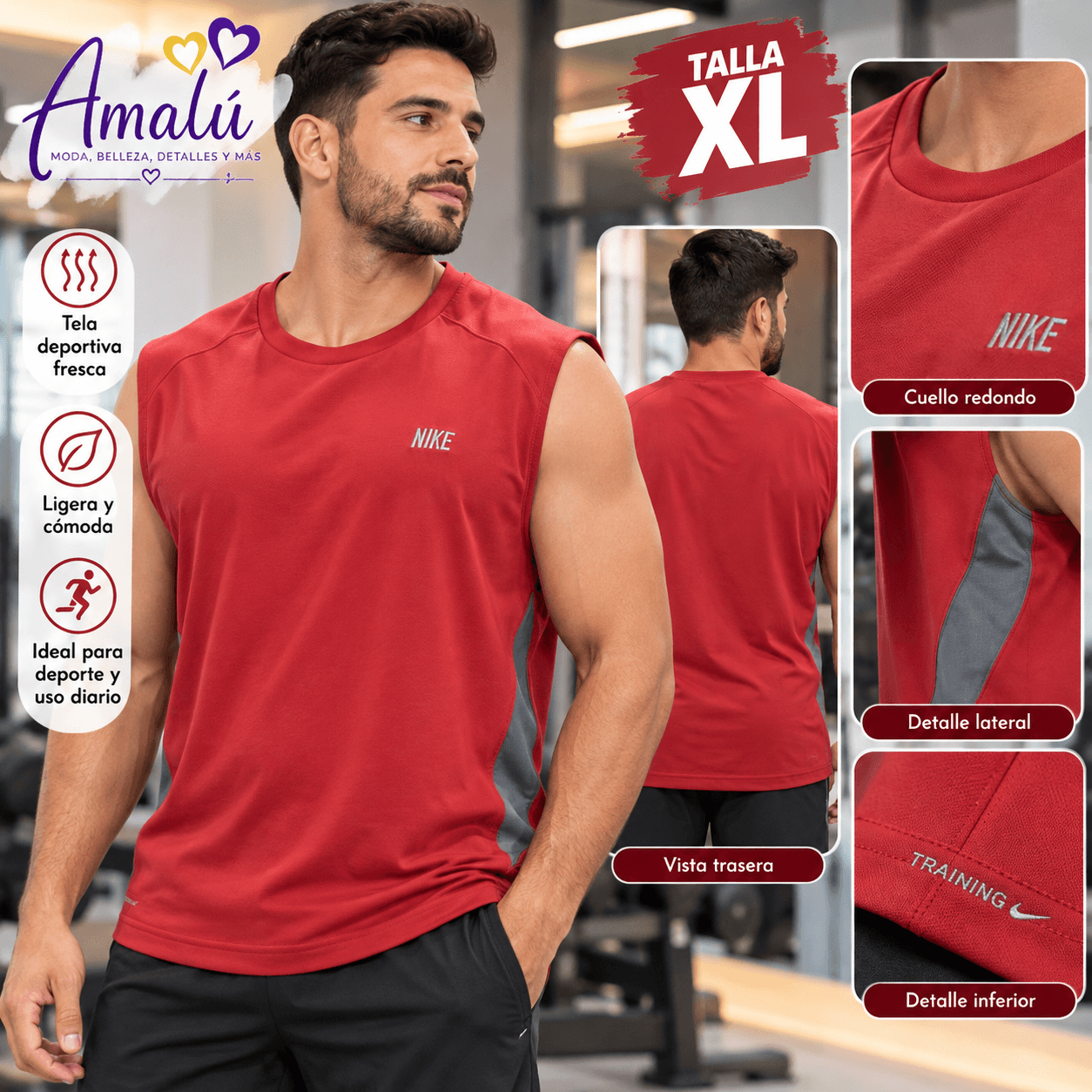 Camiseta deportiva Nike roja talla XL