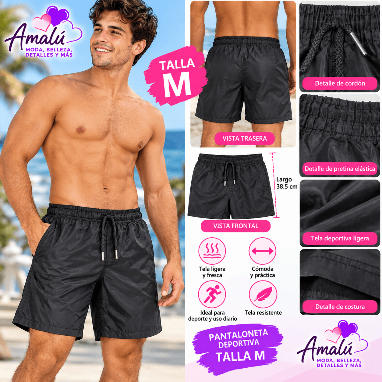 Pantaloneta deportiva americana talla M