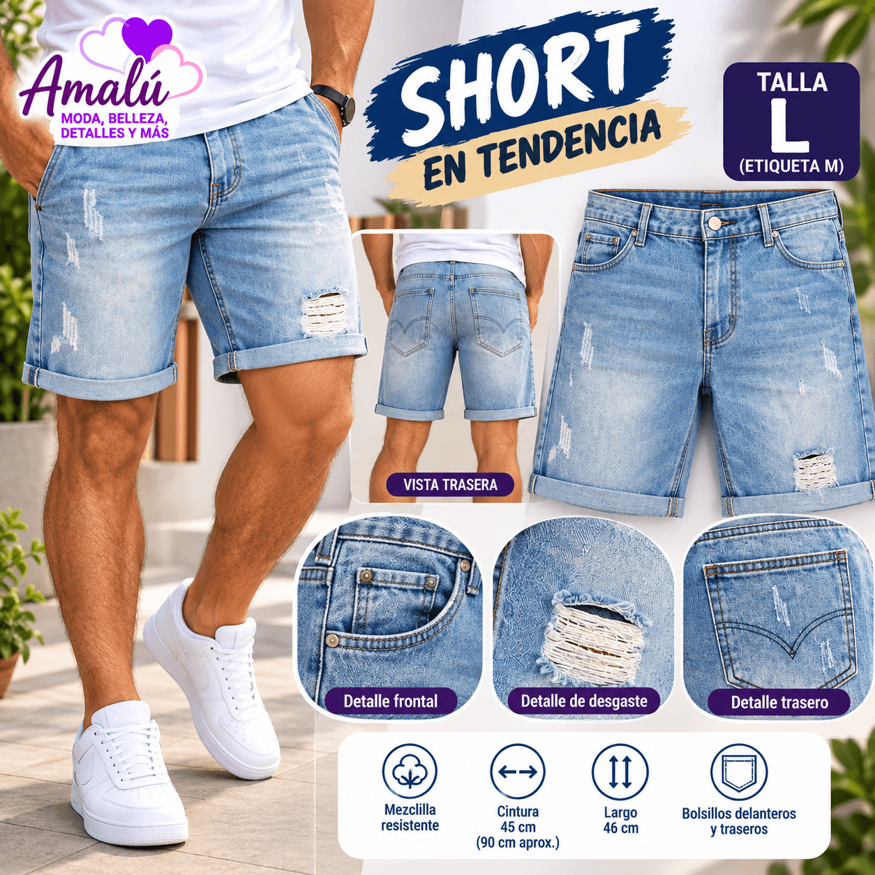 Short de mezclilla para hombre en tendencia