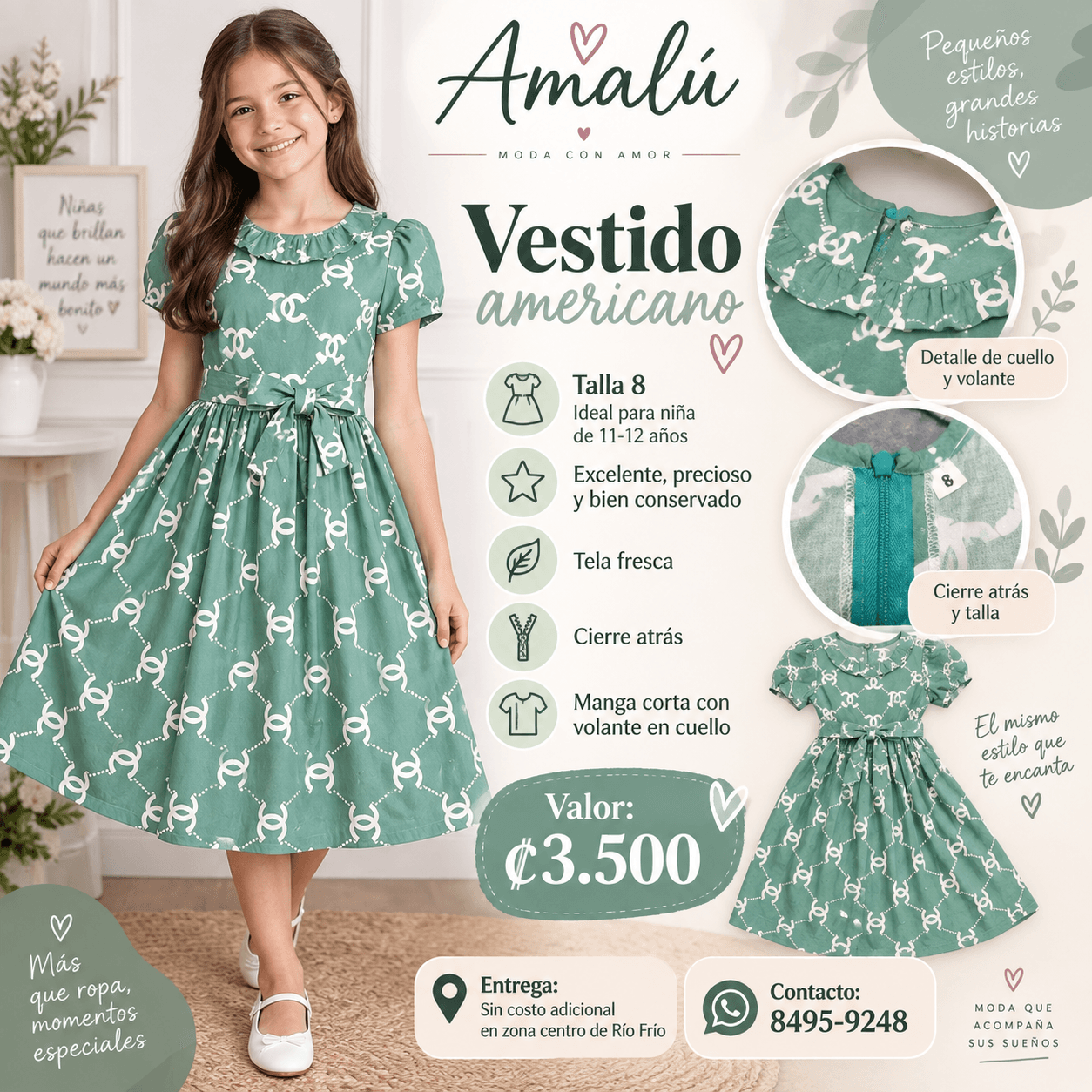 Vestido americano niña talla 8