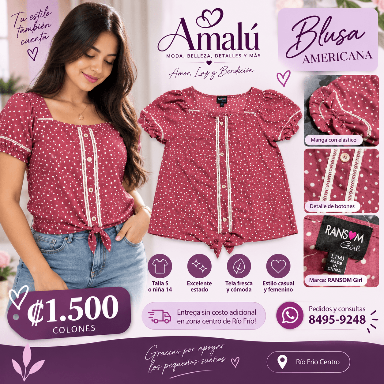Blusa americana Ransom Girl de lunares